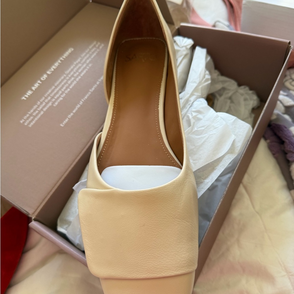 SARTO By Franco Sarto Cream Square-Toe Slip-On Flats